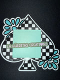 Turquoise checkered spade